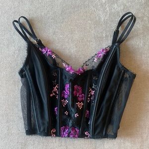 Romantic Embroidered Floral Bustier